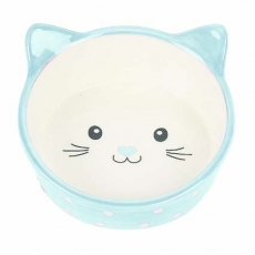 Polka Cat Bowl sininen kissannaama 300ml 