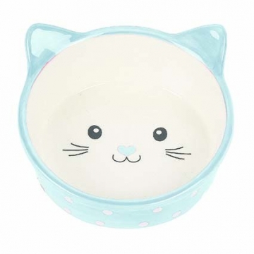 Polka Cat Bowl sininen kissannaama 300ml 